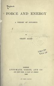 Cover of: Force and energy. by Grant Allen