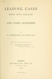 Cover of Leading cases done into English by Sir Frederick Pollock