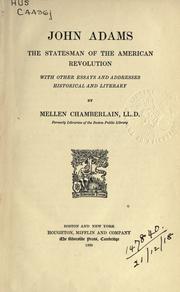Cover of: John Adams by Mellen Chamberlain