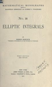 Cover of: Elliptic integrals. by Harris Hancock
