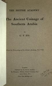 Cover of: ancient coinage of southern Arabia.
