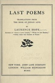 Cover of: Last poems by Laurence Hope