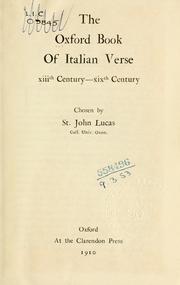 The Oxford book of Italian verse, 13th century-19th century