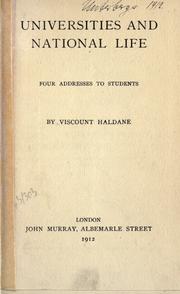 Cover of: Universities and national life.