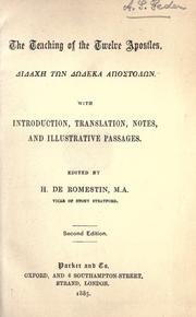 Cover of: The teaching of the twelve apostles: with introduction, translation, notes, and illustrative passages = : Didach©Æe t©Æon d©Æodeka Apostol©Æon [romanized form]