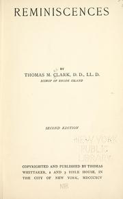 Cover of: Reminiscences by Thomas March Clark
