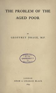 Cover of: The problem of the aged poor