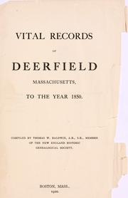 Cover of: Vital records of Deerfield, Massachusetts by Deerfield (Mass.)