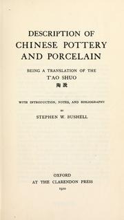 Cover of: Description of Chinese pottery and porcelain: being a translation of the T'ao shuo ...