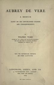 Cover of: Aubrey De Vere, a memoir by Wilfrid Philip Ward, Wilfrid Philip Ward