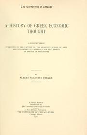 Cover of: A history of Greek economic thought by Albert Augustus Trever