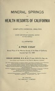 Mineral springs and health resorts of California by Anderson, Winslow.