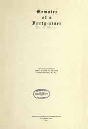 Cover of: Memoirs of a forty-niner by John Evans Brown