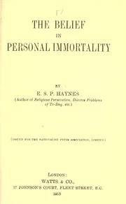Cover of: belief in personal immortality