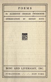 Cover of: Poems. by Algernon Charles Swinburne