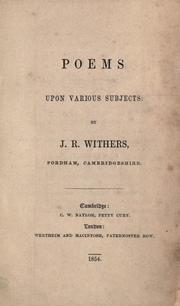Cover of: Poems upon various subjects by J. R. Withers