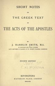 Cover of: Short notes on the Greek text of the Acts of the apostles
