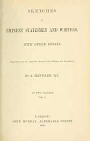 Cover of: Sketches of eminent statesmen and writers by A. Hayward