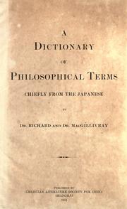 Cover of: A dictionary of philosophical terms: chiefly from the Japanese