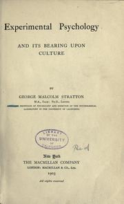 Cover of: Experimental psychology and its bearing upon culture by George Malcolm Stratton