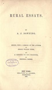 Cover of: Rural essays by A. J. Downing