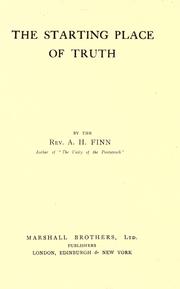Cover of: starting place of truth