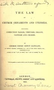 Cover of: The law of church ornaments and utensils