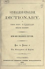 Cover of: A Sinhalese-English dictionary by Benjamin Clough