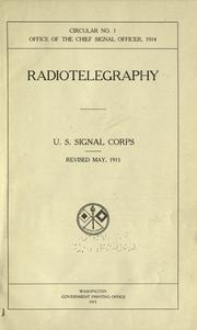 Cover of: Radiotelegraphy.: U.S. Signal corps.