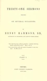 Cover of: Thirty-one sermons preached on several occasions. by Henry Hammond