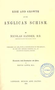 Cover of: De origine ac progressu schismatis Anglicani
