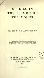 Cover of: Studies in the Sermon on the Mount.