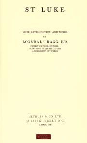Cover of: St. Luke by Lonsdale Ragg