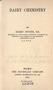 Cover of: Dairy chemistry by Snyder, Harry