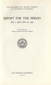 Cover of: Report for the period July 1 ... to June 30  by Metropolitan Water District of Southern California (Calif.)