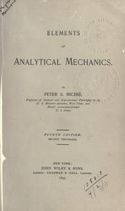 Cover of: Elements of analytical mechanics. by Peter Smith Michie, Peter Smith Michie