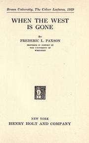 Cover of: When the West is gone