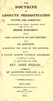 Cover of: The doctrine of absolute predestination stated and asserted by Girolamo Zanchi