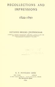 Cover of: Recollections and impressions, 1822-1890.