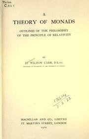Cover of: A theory of monads by Herbert Wildon Carr