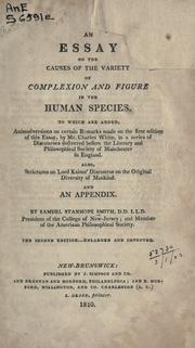 An essay on the causes of the variety of complexion and figure in the human species by Samuel Stanhope Smith