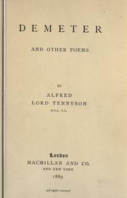 Cover of: Demeter and other poems. by Alfred Lord Tennyson