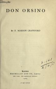 Cover of: Don Orsino. by Francis Marion Crawford
