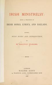 Cover of: Irish minstrelsy. by H. Halliday Sparling