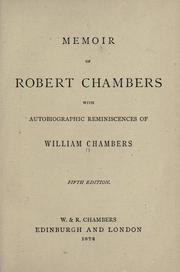 Cover of: Memoir of Robert Chambers by William Chambers