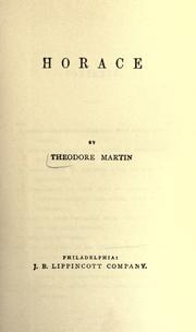 Cover of: Horace by Martin, Theodore Sir