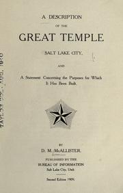 A description of the great temple, Salt Lake City by Duncan McNeil McAllister