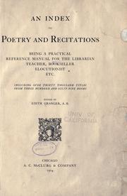 An index to poetry and recitations by Edith Granger