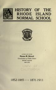 Cover of: A history of the Rhode Island Normal School by Thomas Williams Bicknell