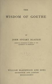 Cover of: The wisdom of Goethe